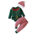 thumbnail image 1 of yocbz Boy Christmas Outit Toddler Christmas Baby Boy Girl Outfit Xmas Fall Winter Pullover Sweatshirt Warm Pant Newborn Toddler Baby Christmas Clothes Green,Size for 9-12 Months, 1 of 8