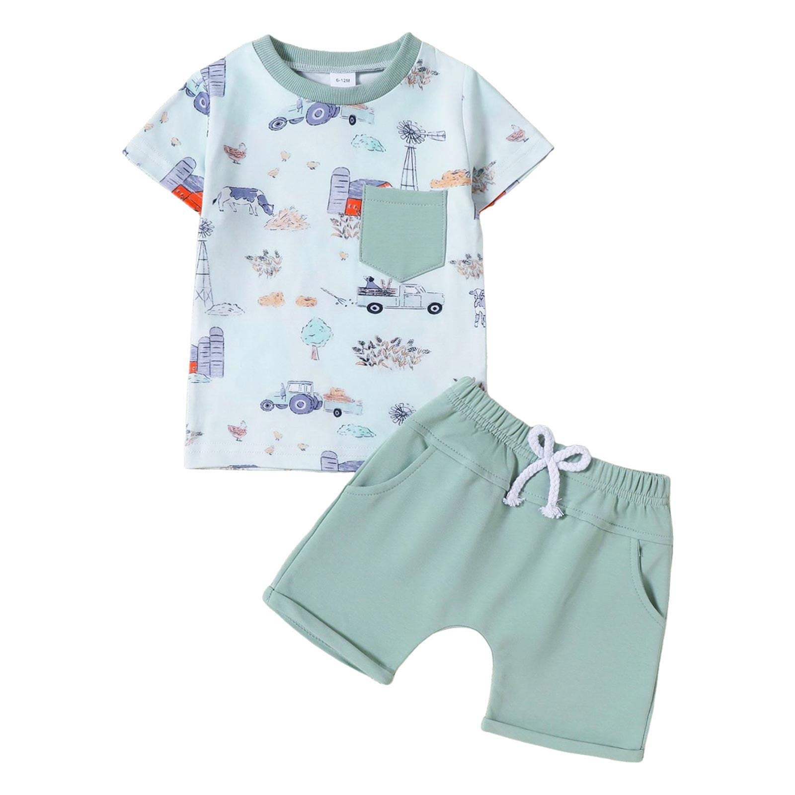 yocbz Boys 2 Piece Short Set Toddler Baby Boy Summer Outfit Short