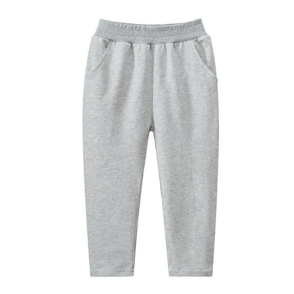 yocbz Boys Basic Jogger Boys' Stretch Chino Pants School Uniform Pants with Waistband And Relaxed Fit Light Gray,5-6 Years