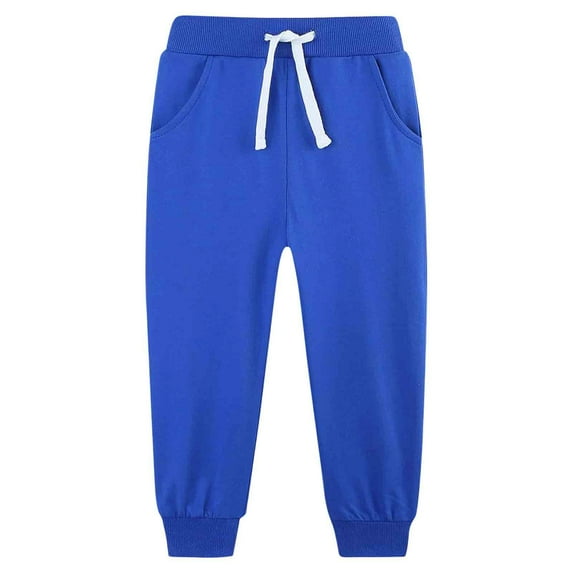 yocbz Boys Cargo Pants Boys Sports Sweatpants, Solid Color Elastic Waist Casual Loose Jogger Pants Blue,Size for 10-12 Years