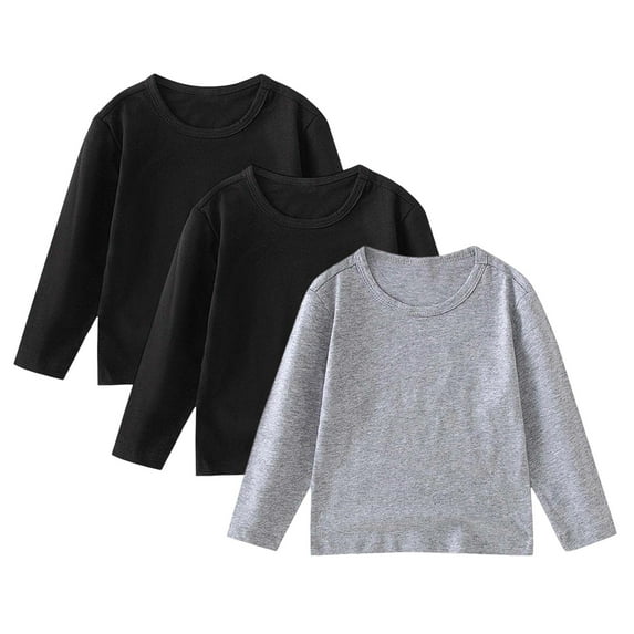 yocbz Boys Comfort Soft Long-Sleeve T-Shirt Cotton Tees for Boys Grey,2-3 Years