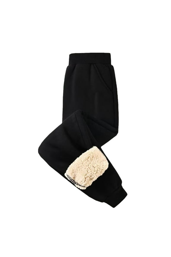 Boys Golf Pants Work Dress Pants Children's Plush Thickened Sweatpants Boys Winter Warm Cashm Wool Trousers Size for 10-11 Years,Black