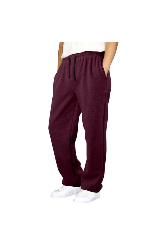 Boys Pull on Cargo Pants Boy's Baggy Sweatpants Straight Leg Open Bottom Casual Pants Waist Athletic Joggers Sweat Pants With Pockets Size for 13-14 Years,Wine