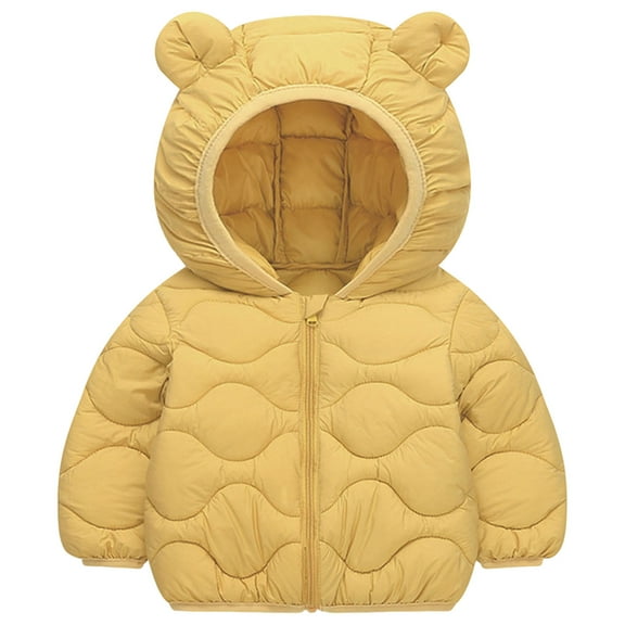 yocbz Boys Rain Jacket Toddler Boy Winter Jackets Hooded Winter Coat Puffer Jackets Windproof Fleece Lined Yellow,Size for 2-3 Years