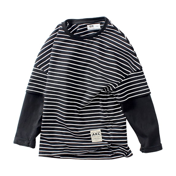 yocbz Boys Shirts Boys Long Sleeve Tops, Pullover Soft Crew Neck Thermal Boys Undershirts Black,Size for 4-5 Years