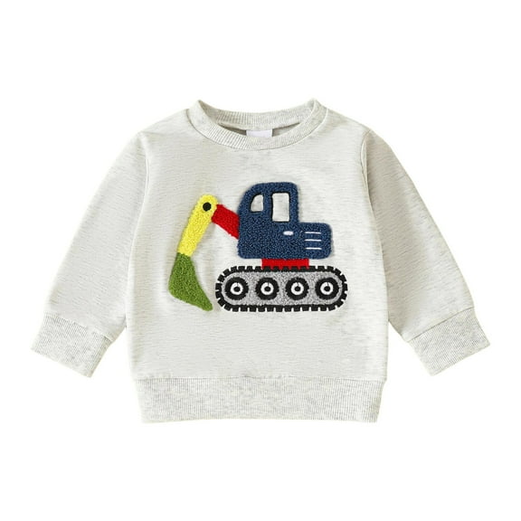 yocbz Boys Shirts Kids Boys Casual T Shirts Long Sleeve Crewneck Cute Fall Tee Tops Grey,Size for 18-24 Months