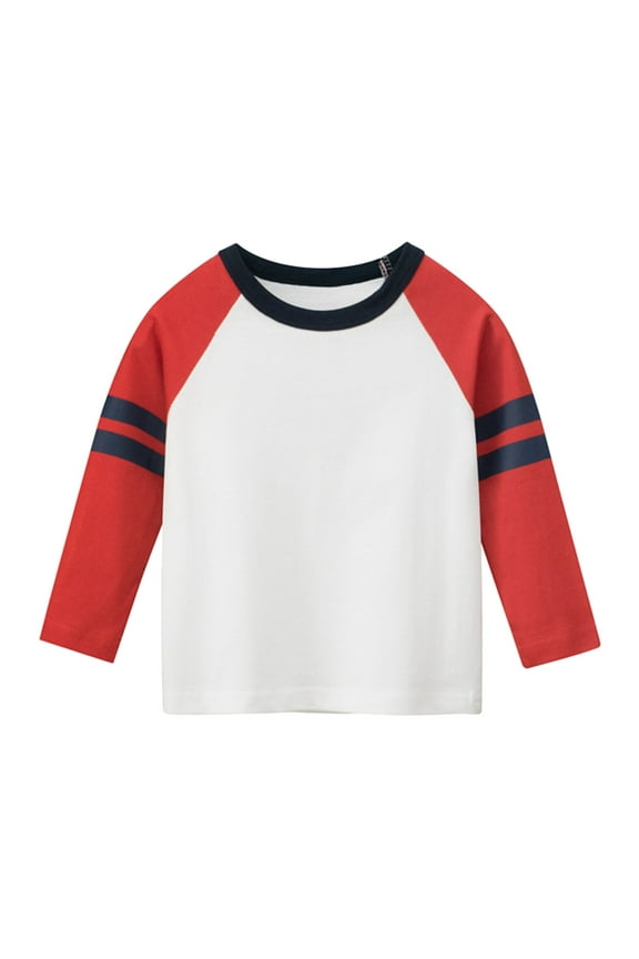 Boys Shirts Toddler Boys Girls Long Sleeve Pullover Sweatshirts Solid Color Crewneck Shirts Casual Blouse Tee Tops for Boys Girls Red,Size for 1-2 Years