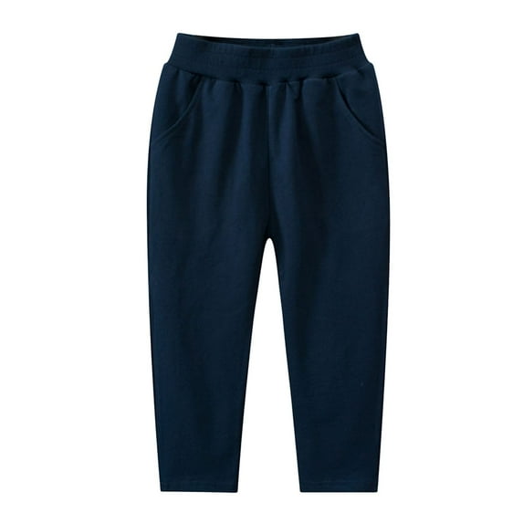 yocbz Boys Stretch Relaxed Straight Chino Pants Toddler Denim Joggers Pull-On Waist Baggy Harem Pants Loose Fit Boys Girls Casual Slacks Dark Blue,5-6 Years