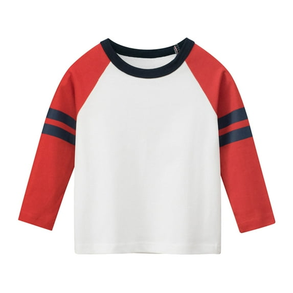yocbz Boys T Shirts Toddler Boy Fall Clothes Boys Long Sleeve T Shirts Toddler Crewneck Fashion Tees Tops Cotton Casual Back to School Clothes Red,Size for 4-6 Years
