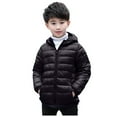 thumbnail image 1 of yocbz Boys Winter Coat Boys Cotton-padded With Thick Fleece Hooded Mid-length Cotton Jacket Black,Size for 6-7 Years, 1 of 8