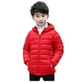 thumbnail image 1 of yocbz Boys Winter Coat Girls Hooded Windbreaker Comfy Lightweight Waterproof Raincoat Full Zip Button Long Jacket Outdoor Hiking Coat Red,Size for 5-6 Years, 1 of 9