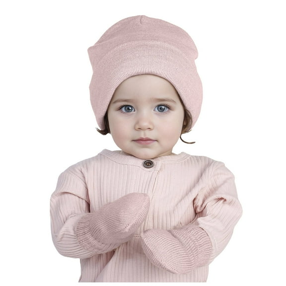 yocbz Boys Winter Hat Earflap Knitted Beanie for Kids Baby Winter Hat Gloves Set Toddler Hat Girls Boys Children Knitted Warm Hat Gloves Set Pink,2-8 Years