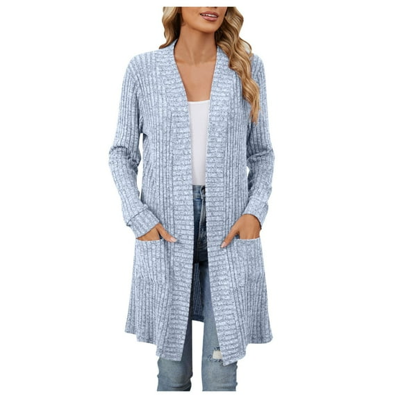yocbz Cardigans for Women Trendy Womens Lightweight Cardigan Open Front Casual Loose Cover Ups Light Blue,Size for XL