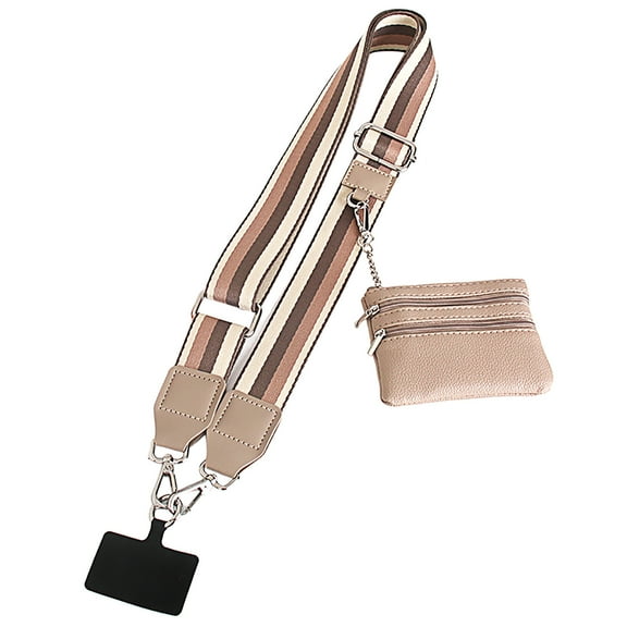 yocbz Clip and Go Strap for Phone with Wallet Crossbody, Phone Strap with Zippered Wallet, Adjustable Anti Theft Cellphone Lanyard for Women, Cellphone Chain Accessories,A