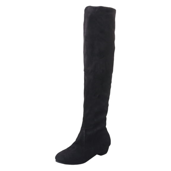 yocbz Combat Boots Women Stretch Suede Chunky Heel Over The Knee Boots Thigh High for Women Black,Size for US 9.5