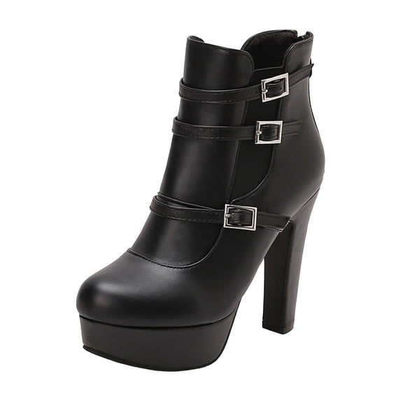 yocbz Cowboy Boots for Women Women's Mid Calf Dress Boots Biker Motorcycle Riding Boots Women for Women Black,Size for US 8.5