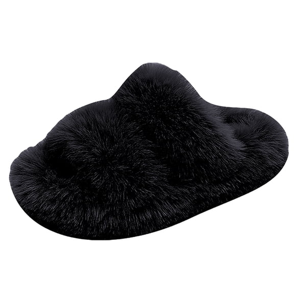 yocbz Kids Slippers for Big Girls Boys Girls Fuzzy House Slippers Cute Comfy Slip On Fluffy Plush Open Toe Home Slides for Kids Indoor Outdoor Warm Shoes Black,34