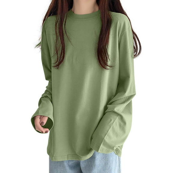 yocbz Cute Tops for Teens Women Tunic Tops Casual Long Sleeve Shirts Crew Neck Fall Tops Basic Tees Floral Dressy Blouses Mint Green,Size for XL