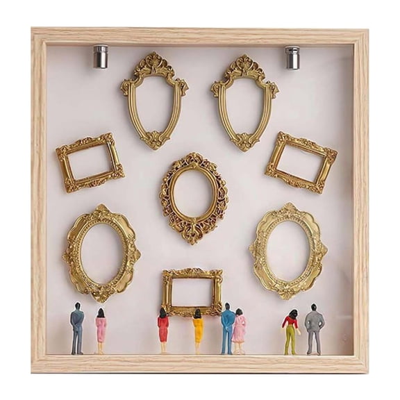 yocbz DIY Silhouette Shadow Box Frame Kit, Mini Gold Photo Display with Figurines, Custom Memory Collage Frame for Pictures, Crafts & Home Decor Gift, A