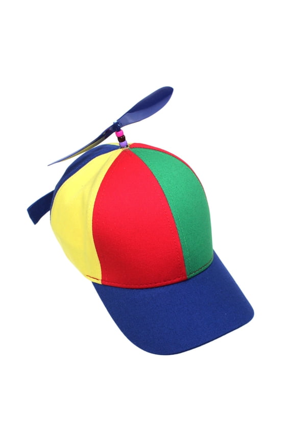 Detachable Rainbow Helicopter Baseball Cap, Classic Adult Propeller Hat Adjustable Cute Baseball Cap Snapback Hat for Fun Events(Random bead colors)