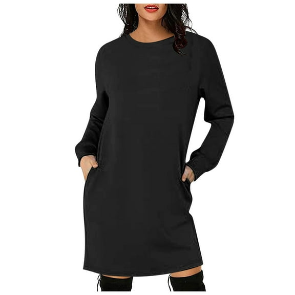 yocbz Fall Wedding Guest Dresses for Women Womens 2025 Fall Dress Long Long Sleeve Ribbed Knit Casual Lightweight Mini Sweater Dress Black,Size for M