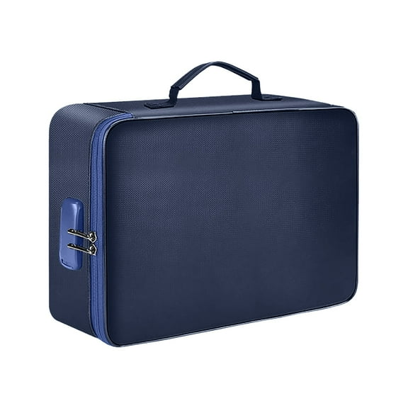 yocbz File Folders, Waterproof Portable Fireproof Document Box with Handle Zipper and Lock,Important Document Organizer,Safe Expanding File Folder for Business Office Receipt Letter A4 Files (Blue)