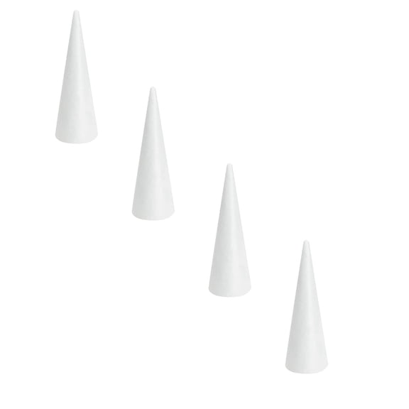 yocbz Foam Cones for DIY Arts and Crafts (4.5 x 13.5 in, 4 Pack), White Polystyrene Christmas Tree Foam Cones Craft Supplies, for DIY Home Craft Project, Easter Tree, Table Centerpiece