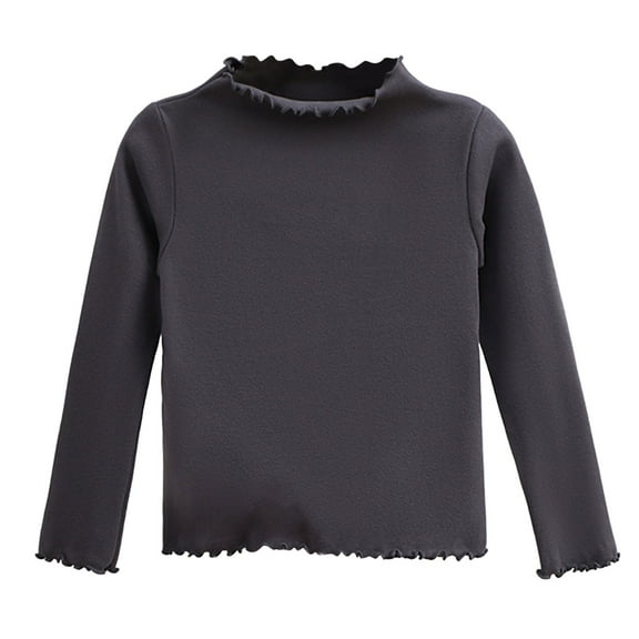 yocbz Girl Christmas Top Girls Solid Color Thumb Hole Long Sleeve Shirts Kids Crewneck Oversized Tunic Tops Curved Hem Tees Grey,Size for 7-8 Years