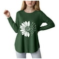thumbnail image 1 of yocbz Girl Long Sleeve Shirts Toddler Girls Short Sleeve Tops ,Summer Fashion Casual Solid Color T Shirt Blouses Crew Neck Shirts Basic Tees for Kids Green,Size for 13-14 Years, 1 of 4