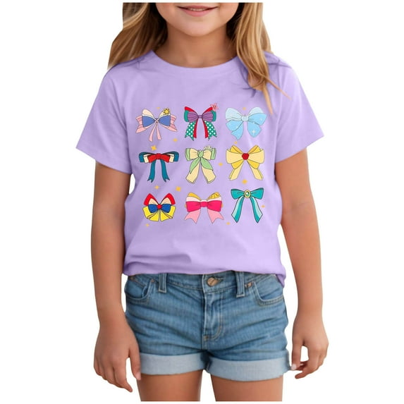 yocbz Girl Top Shirt Toddler Baby Girl T-Shirt Kid Short Sleeve Tee Tops Purple,Size for 18-24 Months