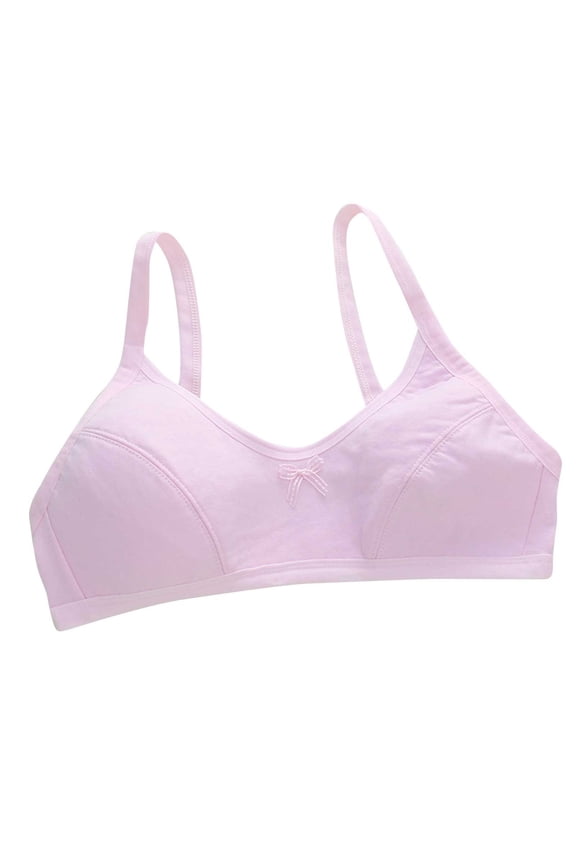 Girl Training Bra Girls Bra Teen Girls Seamless Sports Bra Tagless No Show Training Bra with Removable Padding Bras for Teens Pink,10-16 Years