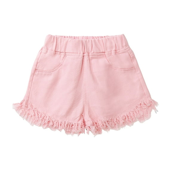 yocbz Girls Clothes Cargo Pants Girls Girls Denim Shorts Comfortable Soft Breathable Stylish Solid Color Perfect For Summer Pink,3-4 Years