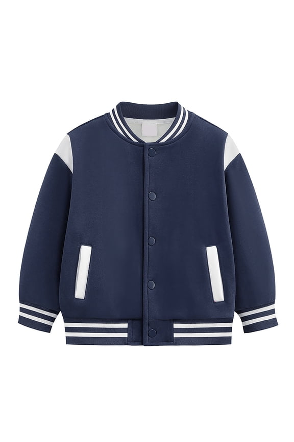 Girls Jacket Toddler Boy's Bomber Jacket Coat Zipper Color Block Spring Fall Outerwear Windbreaker Jackets Dark Blue,Size for 3-4 Years