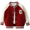 thumbnail image 1 of yocbz Girls Jackets Kids Toddler Baby Boys Varsity Jackte Baseball Bomber Jacket Color Block Streetwear Coats Red,Size for 18-24 Months, 1 of 8