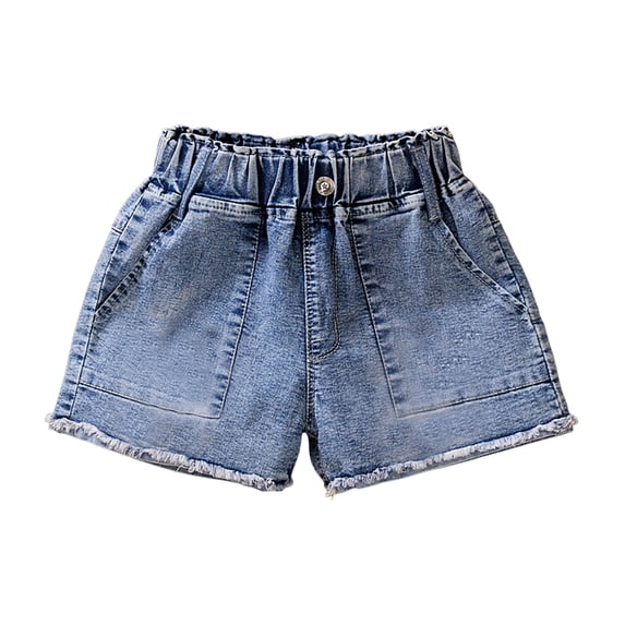 yocbz Girls Jeans Girls Parachute Cargo Pants Girls Denim Shorts Comfortable Soft Breathable Stylish Solid Color Perfect For Summer Blue,7-8 Years