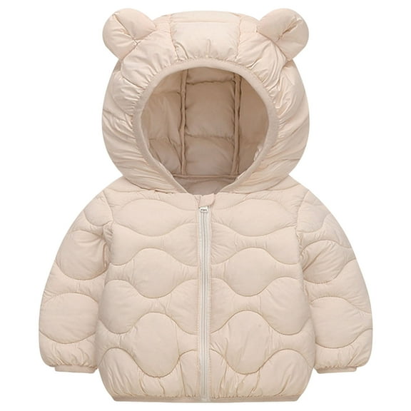 yocbz Girls Rain Jacket Kids Puffer Jacket Comfort Stretch Puffer Jacket with Hood Warm Hooded Jackets for Boys Girls White,Size for 18-24 Months
