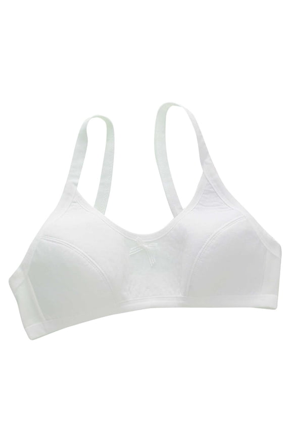 Girls Sports Bras Girls Strapless Dance Bra with Adjustable Clear Straps, Nude Seamless Ballet Bandeau Tube Top Training Bralette White,10-16 Years