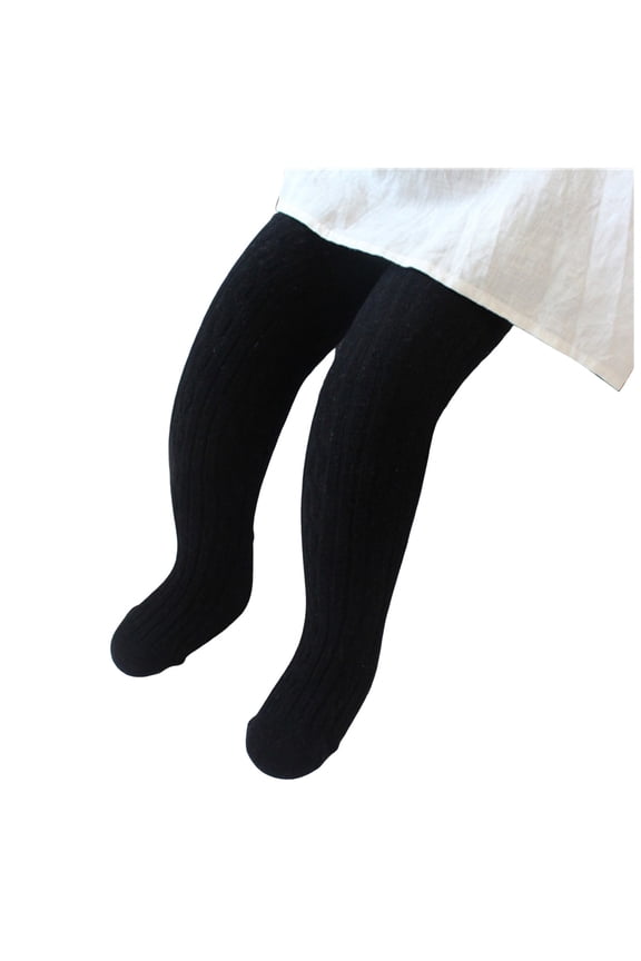 Girls Tights Baby Leggings Toddler Footless Tights Girls Ruffle Leggings Kids Cotton Stockings Pants Black,Size for 4-6 Years