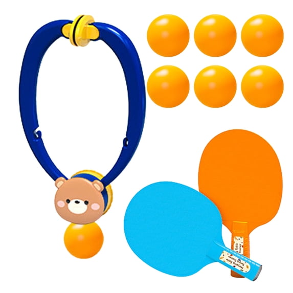 yocbz Hanging Table Tennis Set, Indoor Hanging Table Tennis, Kids Self Training, Portable No Need Table Ping Pong Trainer Paddles and Balls, 7 Balls (Blue)