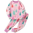 thumbnail image 1 of yocbz Infant Girl Christmas Outfit Toddler Boys Girls Christmas Outfits Set Kids Long Sleeve Christmas Print Sweatshirt+Long Pants 2Pcs Christmas Clothing Pink,Size for 3Y, 1 of 7