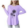 thumbnail image 1 of yocbz Kid Long Sleeve Shirts for Girl Girls Tshirts Kids Long Sleeve Crewneck Shirts Fall Tops Tees Purple,Size for 9-10 Years, 1 of 4