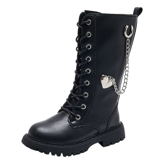 yocbz Kids Cowboy Boots Childrens Waterproof Winter Footwear Snow Boots Girls Kids Warm Boots Non-Slip Sole Outdoor Play Boots Black,US 11