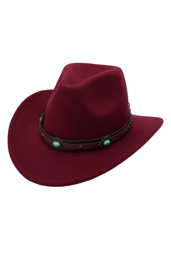Kids Cowboy Hat Kids Western Cowboy Hat for Kids Toddler Girls Boys Felt Fedora Cowgirl Cowboy Hat with Belt Buckle Brown Wine,3-8 Years