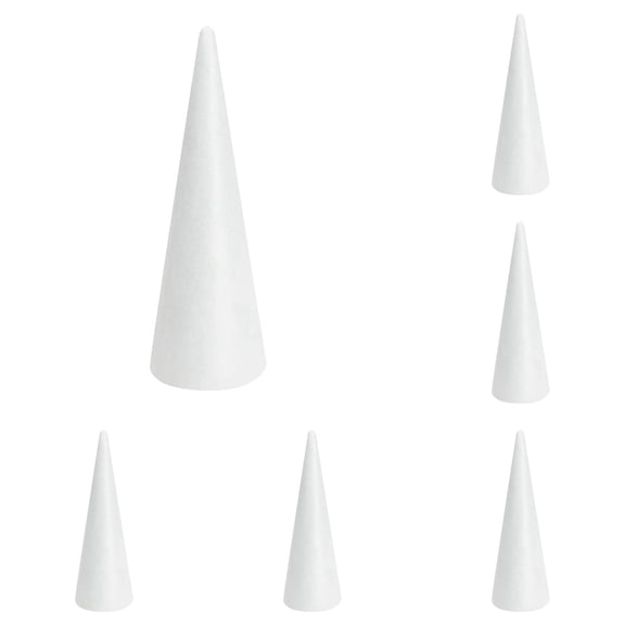 yocbz Large White Foam Cones 13.5 Inch - Premium Styrofoam Craft Foam Shapes for DIY Christmas Trees, Centerpieces & Decorations | Set of 6 Polystyrene Cones for Arts and Crafts Projects