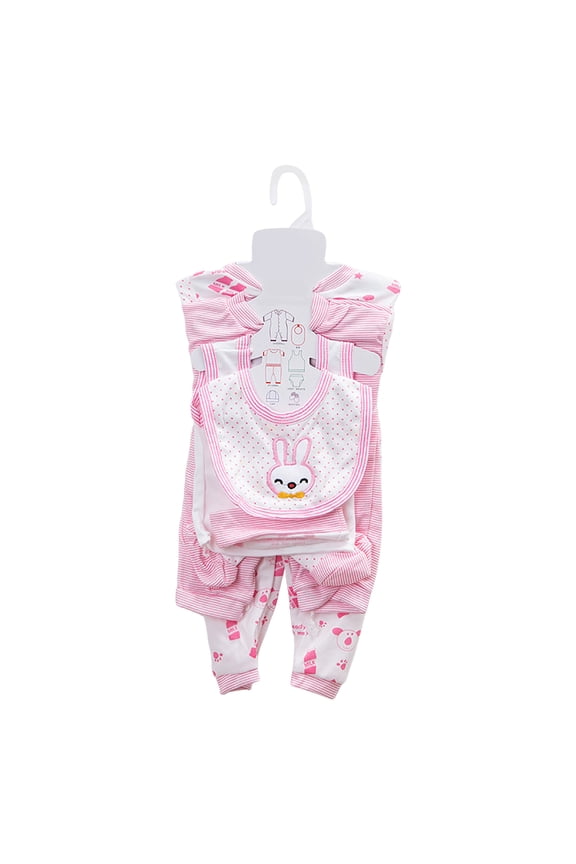 Layette Set Girl New Born Clothes Cotton Layette Gift Set Unisex Baby Outfit and Accessories Must Haves 8PCS Light Pink,Size for 0-3 Months