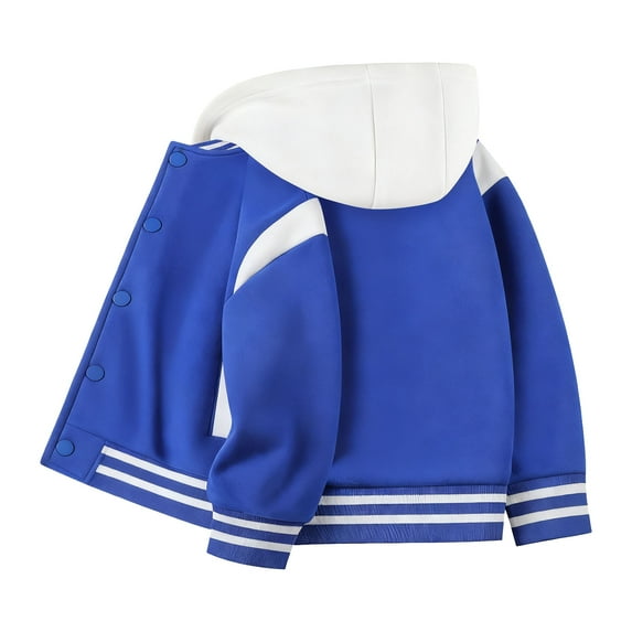 yocbz Little Girl Bomber Jacket Toddler Boys Girls Long Sleeve Outwear Jacket Coat Patchwork Baseball Clothes Girls Lightweight Jacket for Kids Children's Jacket Blue,Size for 5-6 Years