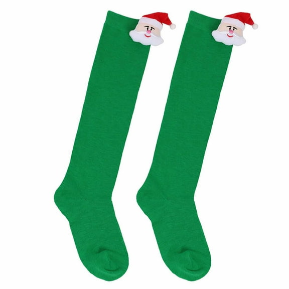 yocbz Little Girlchristmas Socks Children's Christmas Socks Knee Socks Cuddly Socks Overknee Stockings Leg Warmers Green,Size for 7-12 Years