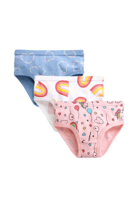 Little Girls' Soft Cotton Underwear 3PC Children Underwear Cute Cartoon Prints Little Girl Cotton Briefs Watermelon Red,Size for 5-6 Years