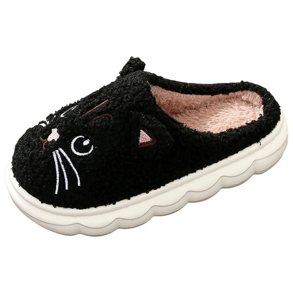 yocbz Little Kid Slippers Toddler Winter Slippers Soft Indoor Slippers for Girls & Boys Black,Size for US 2.5