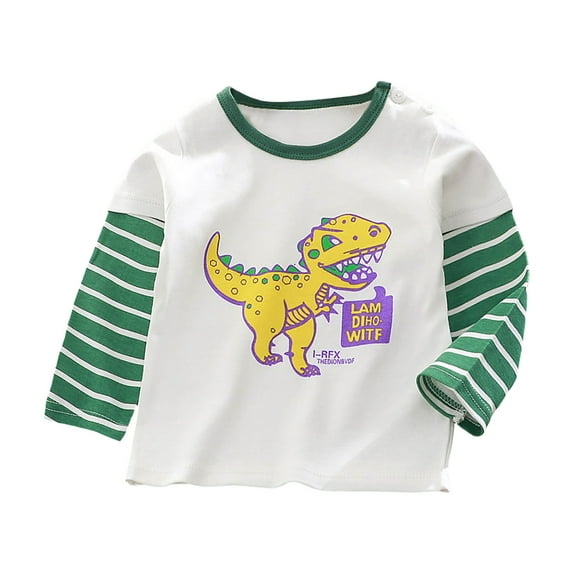 yocbz Long Sleeve Boy Shirts Boys Long Sleeve Shirts Kids Crewneck T Shirts Fall Tops Casual Basic Tees Clothes Light Green,Size for 3-4 Years